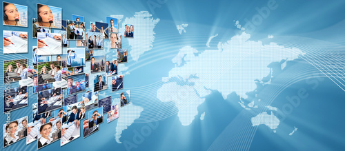 Photo: Business networking collage. Business networking collage.