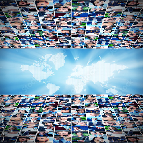 Photo: Business networking collage. Business networking collage.