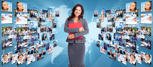 Photo: Business networking collage. Business networking collage.