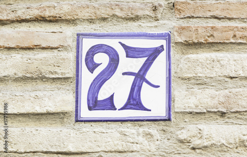 Photo: Number twenty-seven on a wall Number twenty-seven on a wall
