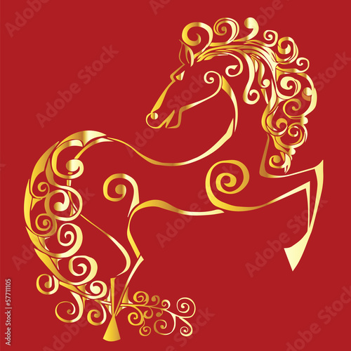 Vector: gold silhouette of a horse gold silhouette of a horse