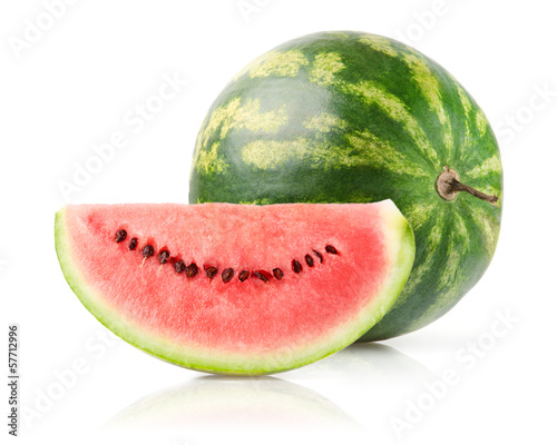Photo: Watermelon and Slice Isolated on White Background Watermelon and Slice Isolated on White Background