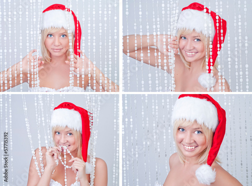 Photo: Beautiful smiling young woman in Santa Claus clothes set Beautiful smiling young woman in Santa Claus clothes set
