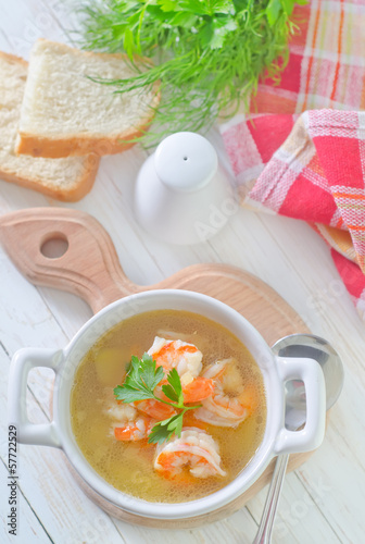Photo: fresh soup with chicken and shrimps fresh soup with chicken and shrimps