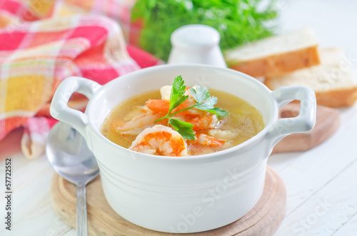 Photo: fresh soup with chicken and shrimps fresh soup with chicken and shrimps