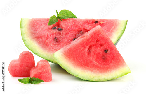 Photo: Fresh ripe watermelon isolated on white Fresh ripe watermelon isolated on white