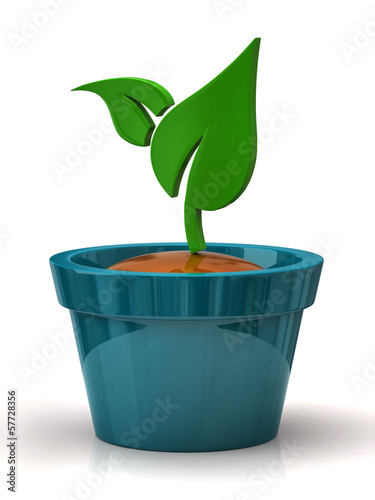Illustration: Green plant in blue pot Green plant in blue pot