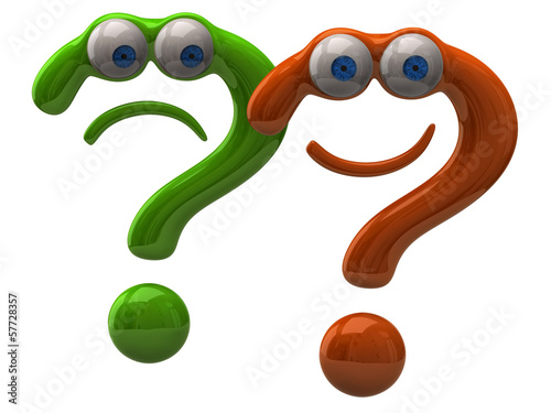 Illustration: Illustration of happy and sad question mark Illustration of happy and sad question mark