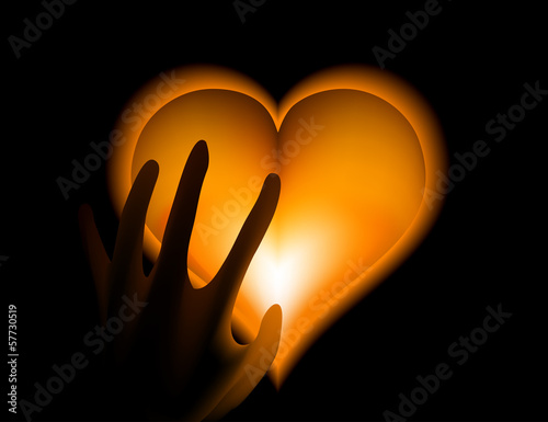 Vector: Hand in heat from gold heart cold. Vector Hand in heat from gold heart cold. Vector