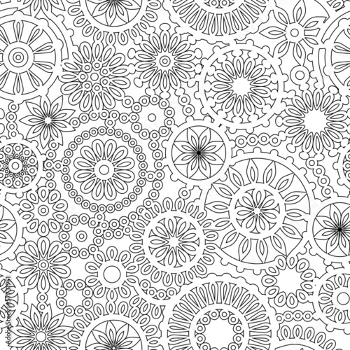 Vector: Abstract geometric filigree seamless pattern, black and white Abstract geometric filigree seamless pattern, black and white