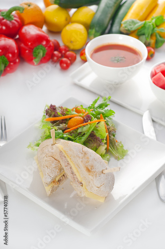 Photo: tuna and cheese sandwich with salad tuna and cheese sandwich with salad