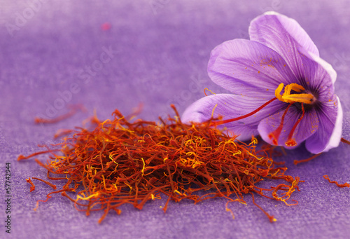 Photo: Dried saffron spice and Saffron flower Dried saffron spice and Saffron flower