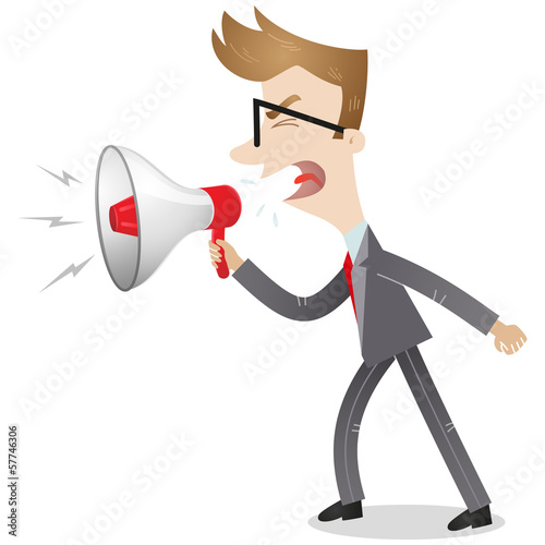 Vector: Businessman, megaphone, screaming, shouting Businessman, megaphone, screaming, shouting
