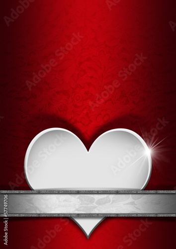 Illustration: Romantic Floral Red and Silver Background Romantic Floral Red and Silver Background