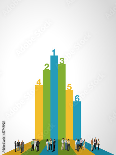 Vector: Template for brochure with business people on bar chart Template for brochure with business people on bar chart