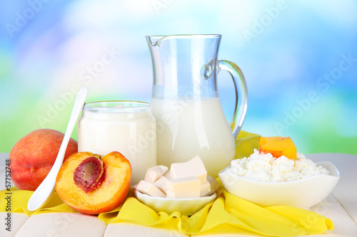 Photo: Fresh dairy products with peaches Fresh dairy products with peaches