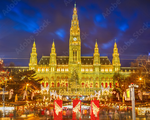 Photo: Rathaus and Christmas market in Vienna Rathaus and Christmas market in Vienna