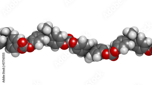 Illustration: Polycarbonate (PC) plastic, chemical structure - linear fragment Polycarbonate (PC) plastic, chemical structure - linear fragment