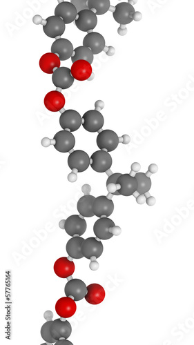 Illustration: Polycarbonate (PC) plastic, chemical structure - linear fragment Polycarbonate (PC) plastic, chemical structure - linear fragment