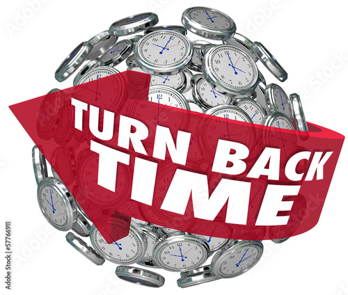 Illustration: Turn Back Time Arrow Clock Sphere Turn Back Time Arrow Clock Sphere