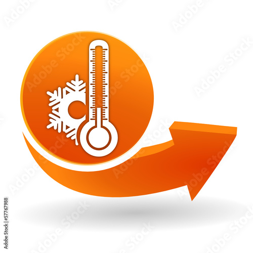 Vector: thermomètre froid sur bouton web orange thermomètre froid sur bouton web orange