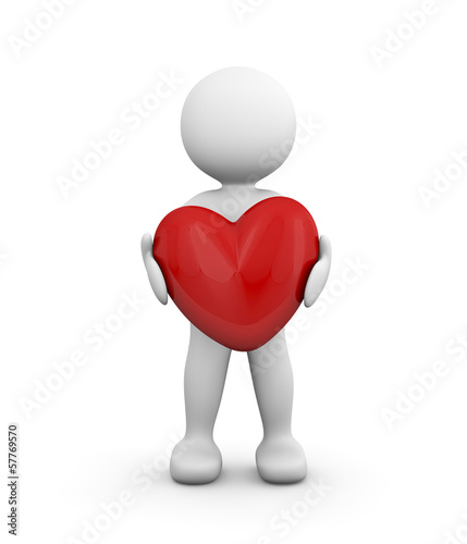 Illustration: omino bianco con cuore omino bianco con cuore
