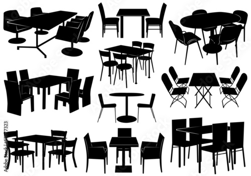 Vector: Illustration Of Tables And Chairs Illustration Of Tables And Chairs