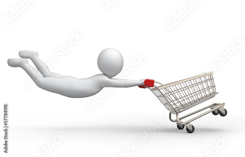 Illustration: Sale, 3d human and shopping cart Sale, 3d human and shopping cart