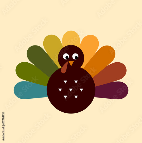 Vector: Cute retro Thanksgiving Turkey isolated on beige Cute retro Thanksgiving Turkey isolated on beige