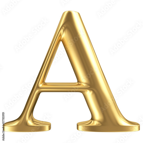 Illustration: Golden matt letter A, jewellery font collection Golden matt letter A, jewellery font collection