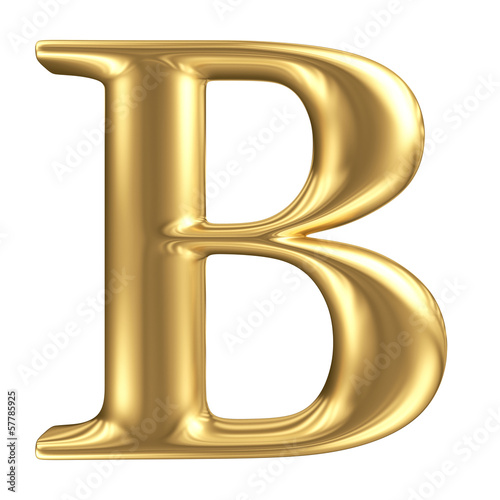 Illustration: Golden matt letter B, jewellery font collection Golden matt letter B, jewellery font collection