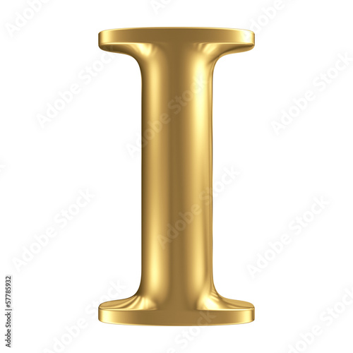 Illustration: Golden matt letter I, jewellery font collection Golden matt letter I, jewellery font collection