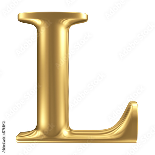 Illustration: Golden matt letter L, jewellery font collection Golden matt letter L, jewellery font collection