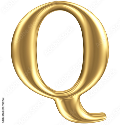 Illustration: Golden matt letter Q, jewellery font collection Golden matt letter Q, jewellery font collection