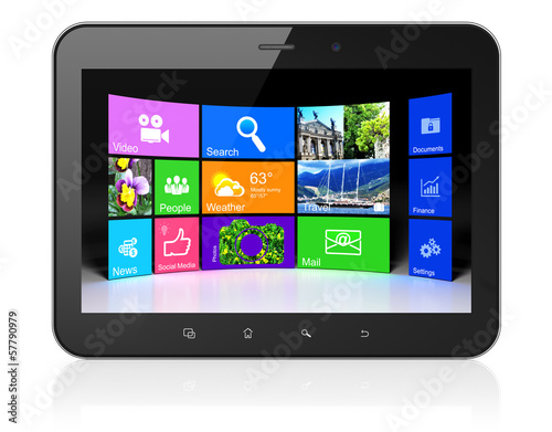 Illustration: Desktop on black tablet pc computer Desktop on black tablet pc computer