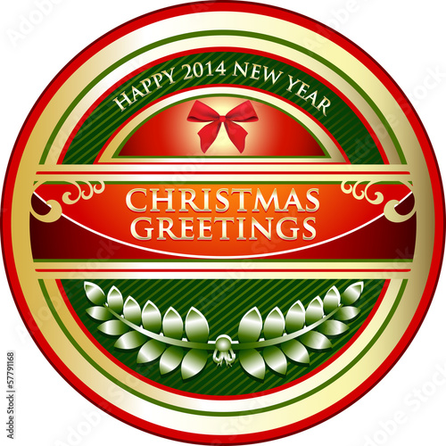 Illustration: Christmas Greetings Vintage Label Christmas Greetings Vintage Label