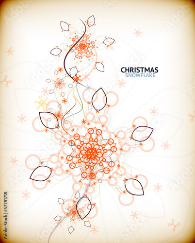Vector: Vintage Christmas card with decorative snowflakes Vintage Christmas card with decorative snowflakes