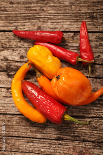 Photo: Variety of fresh peppers or capsicum Variety of fresh peppers or capsicum
