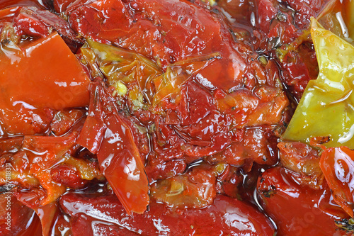 Photo: Red Yellow Peppers Olive Oil up Close Red Yellow Peppers Olive Oil up Close