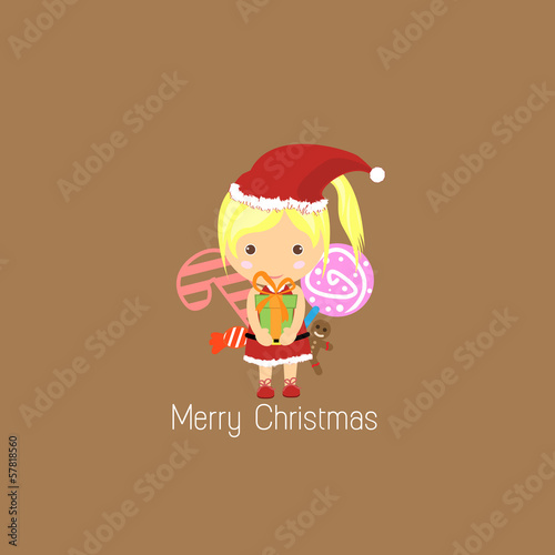 Vector: Vector Santa Girl Claus. Vector illustration for christmas card. Vector Santa Girl Claus. Vector illustration for christmas card.