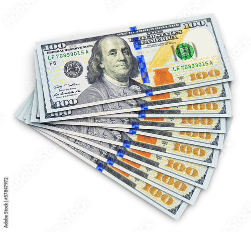 Photo: New 100 US dollar banknotes New 100 US dollar banknotes