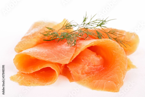 Photo: smoked salmon isolated smoked salmon isolated