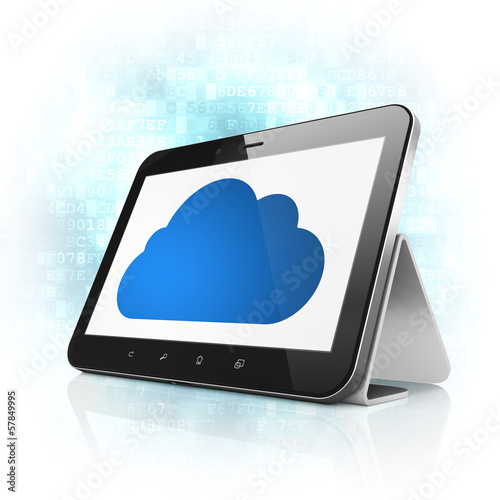 Illustration: Cloud computing concept: Cloud on tablet pc computer Cloud computing concept: Cloud on tablet pc computer