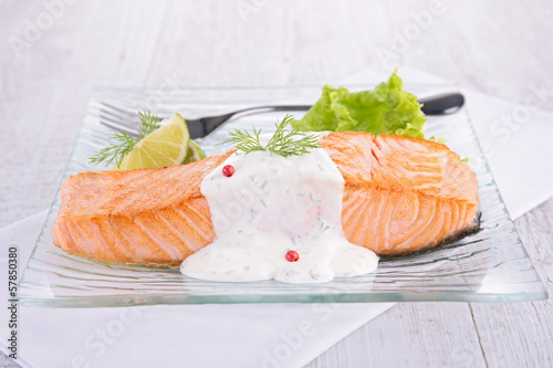 Photo: salmon with cream and dill salmon with cream and dill