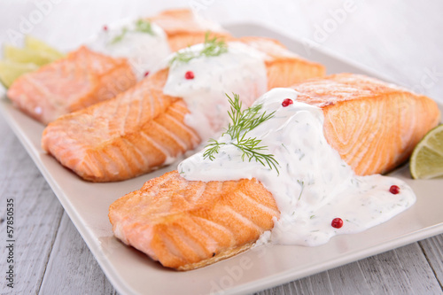 Photo: salmon with cream and dill salmon with cream and dill