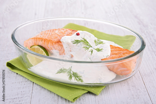 Photo: salmon with cream and dill salmon with cream and dill