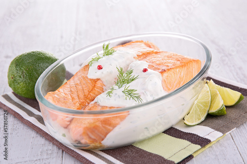 Photo: salmon with cream and dill salmon with cream and dill