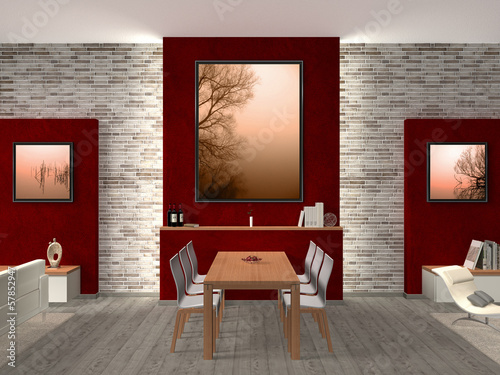Illustration: fictitious interior of a modern dining room fictitious interior of a modern dining room