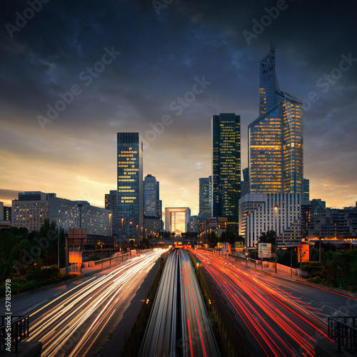 Photo: Paris LaDefense at sunset - La Defense Paris LaDefense at sunset - La Defense