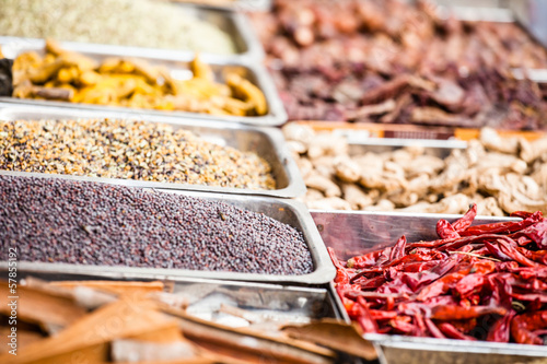 Photo: Closeup of spices on sale market. Closeup of spices on sale market.